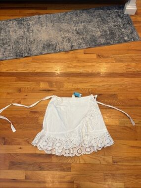 T.J.Maxx White Eyelet Wrap Mini Skirt with Tie